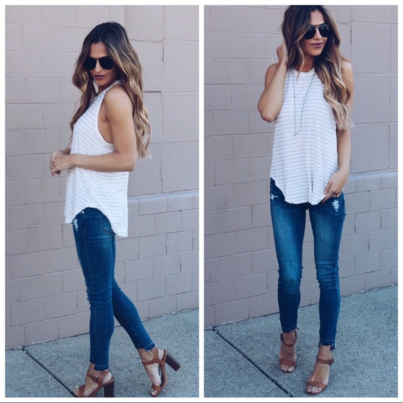 1 LEFT SALE‼️ Rae Racerback Tank-Ivory/Sand - Picture 3 of 4